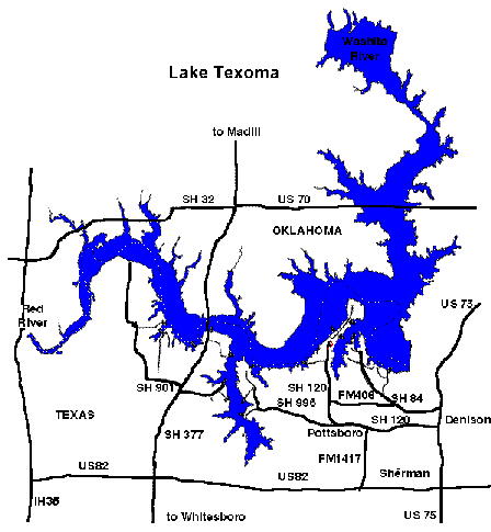 Map of Lake Texoma